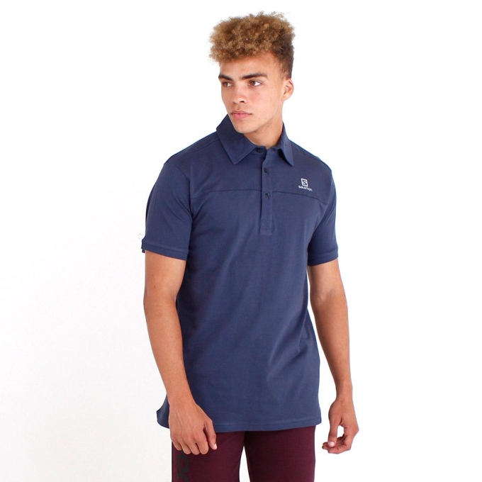 Black Salomon CUSTOM SS POLO M Men's Polo | AE-957QRAG