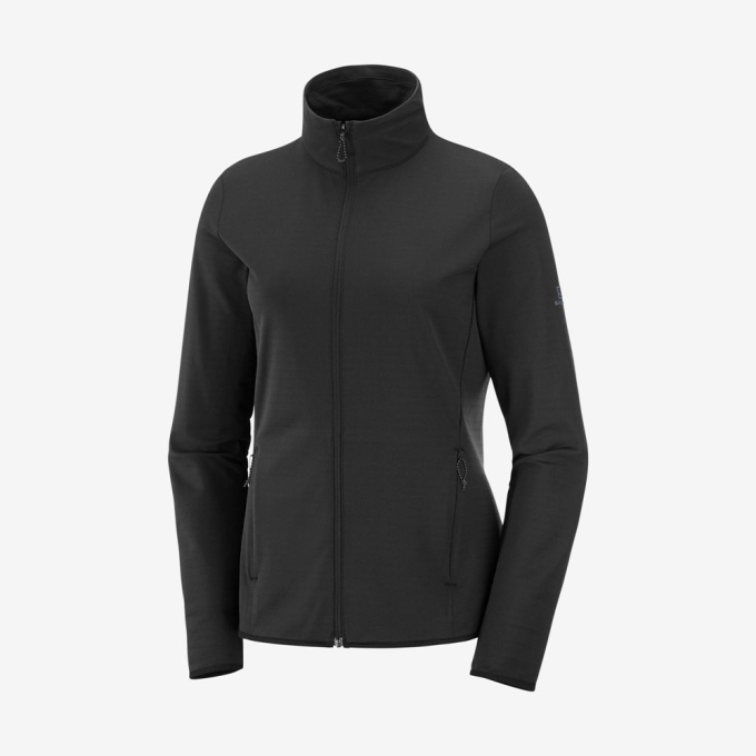 Black Salomon ESSENTIAL LIGHTWARM Full Zip Midlayer Jacket Women's Midlayers | AE-360SDQJ