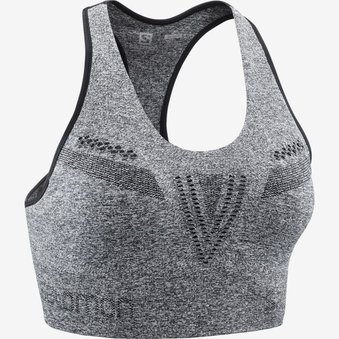 Black Salomon ESSENTIAL MOVE ON SEAMLESS Sport Women's Sports Bras | AE-274ARQS