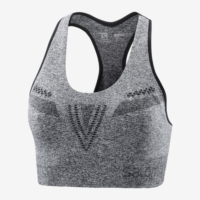 Black Salomon ESSENTIAL MOVE ON SEAMLESS Sport Women's Sports Bras | AE-274ARQS