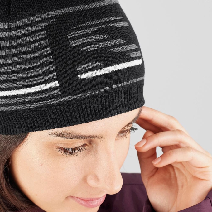 Black Salomon FLATSPIN Men's Beanie | AE-672HZBE