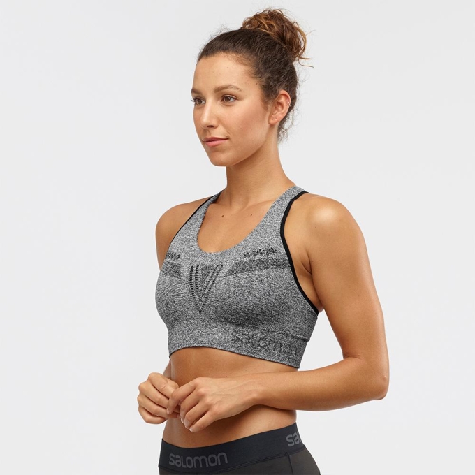 Black Salomon MOVEON W Sport Women's Sports Bras | AE-719KLZR