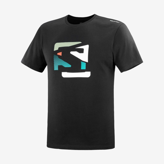 Black Salomon OUTLIFE GRAPHIC DISRUPTED LOGO SS M Short Sleeve Men's T Shirts | AE-697SOLY