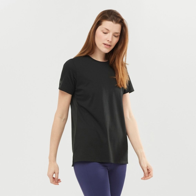 Black Salomon OUTLIFE LAYERING W Short Sleeve Women's T Shirts | AE-469XBRP