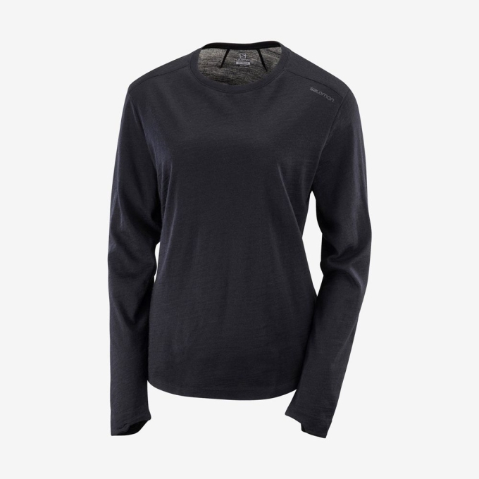 Black Salomon OUTLIFE MERINO LS W Long Sleeve Women\'s T Shirts | AE-341SEAT