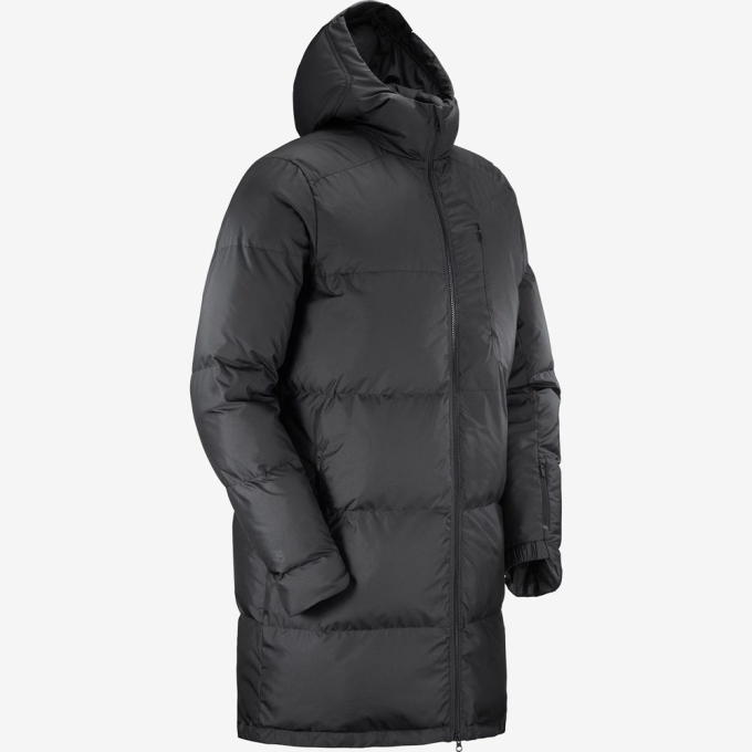 Black Salomon OUTLIFE PACKABLE LONG PUFFER JKT U Insulated Men's Jackets | AE-379LXNR