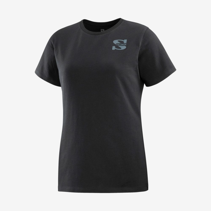 Black Salomon OUTLIFE SMALL LOGO SS W Short Sleeve Women's T Shirts | AE-863PADF