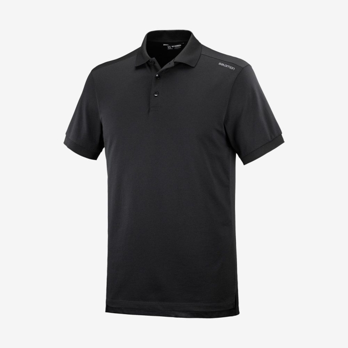 Black Salomon OUTLIFE TECH POLO M Short Sleeve Men's T Shirts | AE-789SYXF