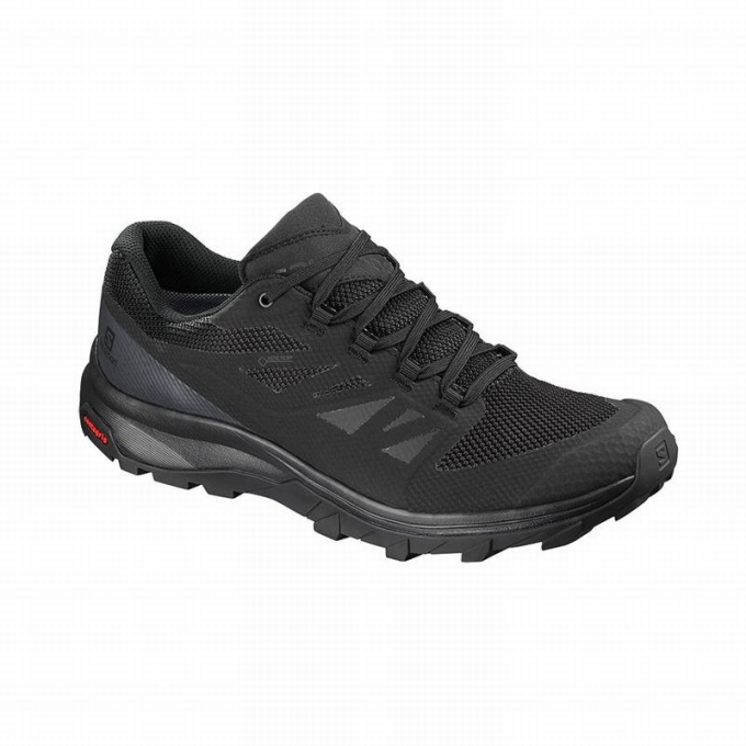 Black Salomon OUTLINE GORE-TEX Men\'s Hiking Shoes | AE-682WMIL