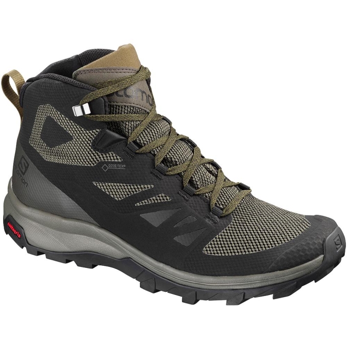 Black Salomon OUTLINE MID GORE-TEX Men's Running Shoes | AE-935HTKV