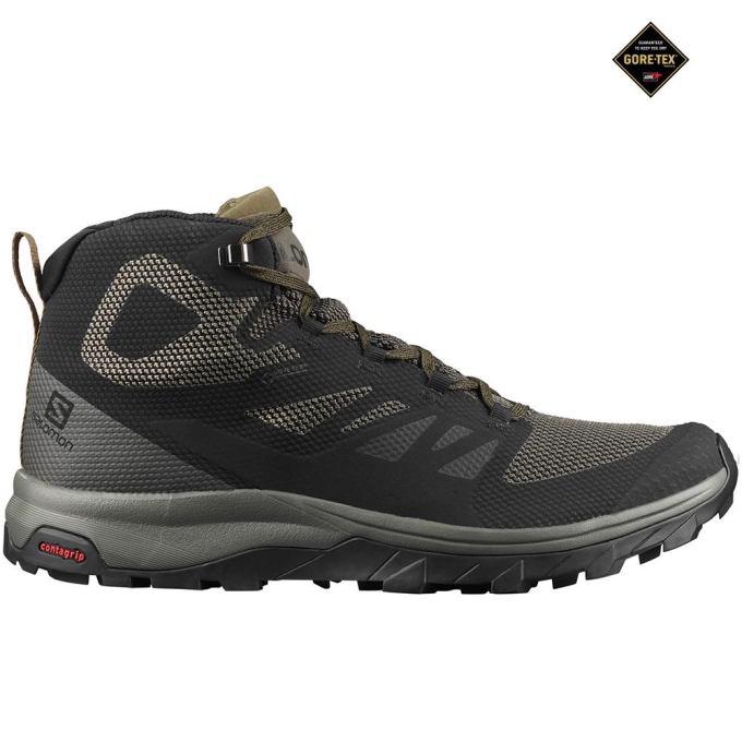 Black Salomon OUTLINE MID GORE-TEX Men\'s Running Shoes | AE-935HTKV