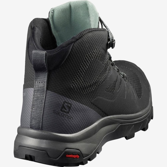 Black Salomon OUTLINE MID GTX Women's Hiking Shoes | AE-498KLFY