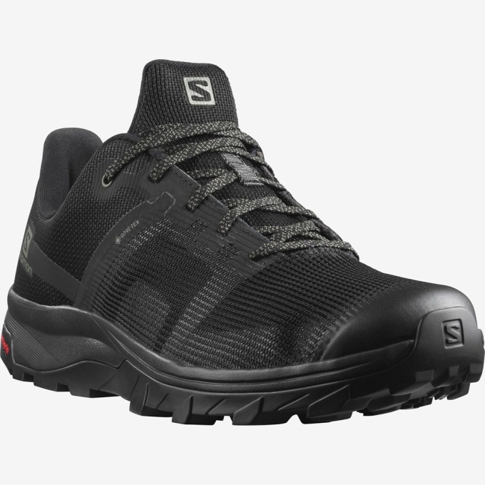 Black Salomon OUTLINE PRISM GORE-TEX Men's Hiking Shoes | AE-827ZJDW