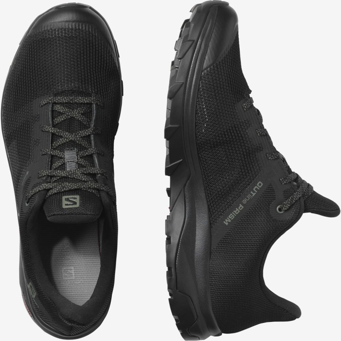 Black Salomon OUTLINE PRISM GORE-TEX Men's Hiking Shoes | AE-827ZJDW