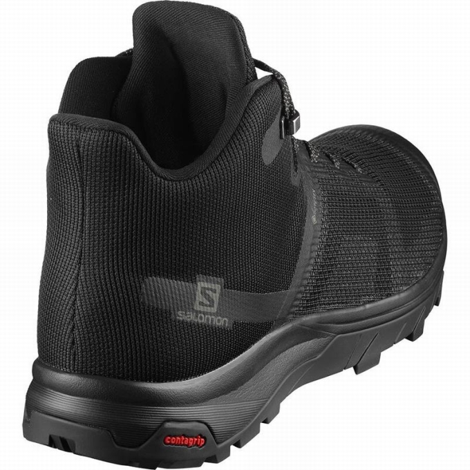 Black Salomon OUTLINE PRISM MID GORE-TEX Men's Hiking Shoes | AE-465MADE