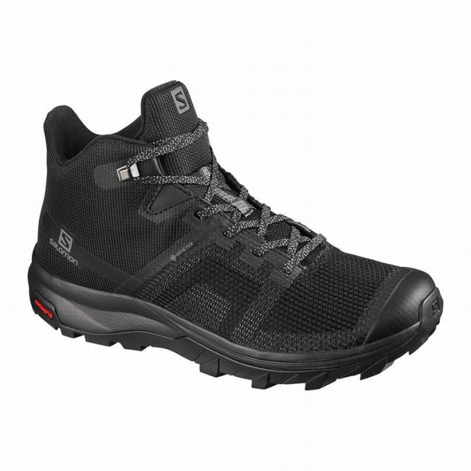 Black Salomon OUTLINE PRISM MID GORE-TEX Women\'s Hiking Shoes | AE-897LFMO