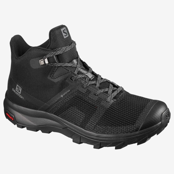 Black Salomon OUTLINE PRISM MID GTX Women's Hiking Shoes | AE-437TJIA