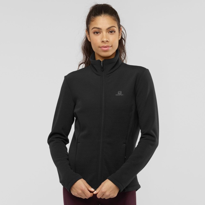 Black Salomon RADIANT FULL ZIP W Full Zip Midlayer Jacket Women\'s Midlayers | AE-372MTUA