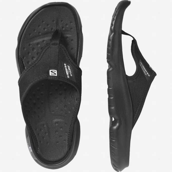 Black Salomon REELAX BREAK 5.0 Men's Flip Flops | AE-096EQRZ