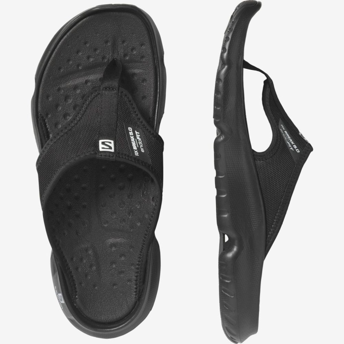 Black Salomon REELAX BREAK 5.0 Men's Flip Flops | AE-714OZSN