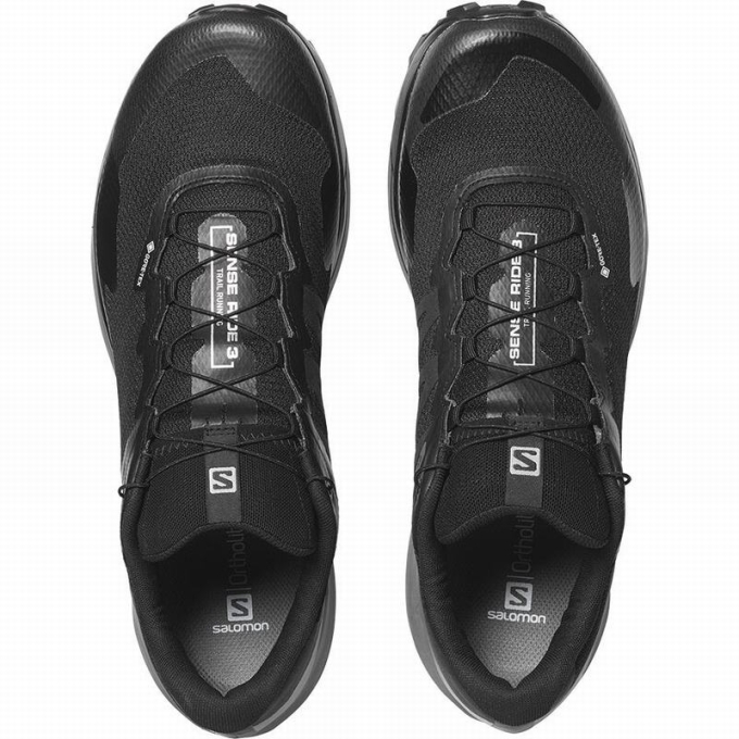 Black Salomon SENSE RIDE 3 GTX INVIS. FIT Men's Trail Running Shoes | AE-683NOPC