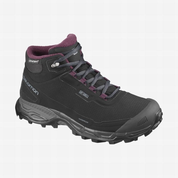 Black Salomon SHELTER SPIKES CLIMASALOMON WATERPROOF Women\'s Hiking Shoes | AE-986JTOI