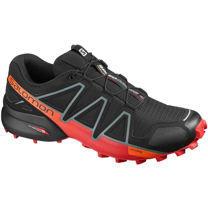 Black Salomon SPEEDCROSS 4 Men's Running Shoes | AE-068BDFY