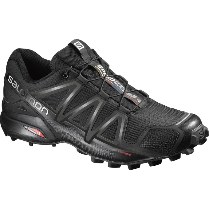 Black Salomon SPEEDCROSS 4 WIDE Men\'s Trail Running Shoes | AE-642ANSG