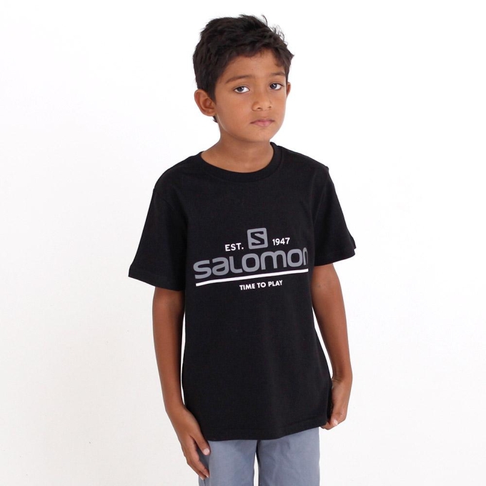 Black Salomon TIME TO PLAY SS B Kids' T Shirts | AE-895XYGS