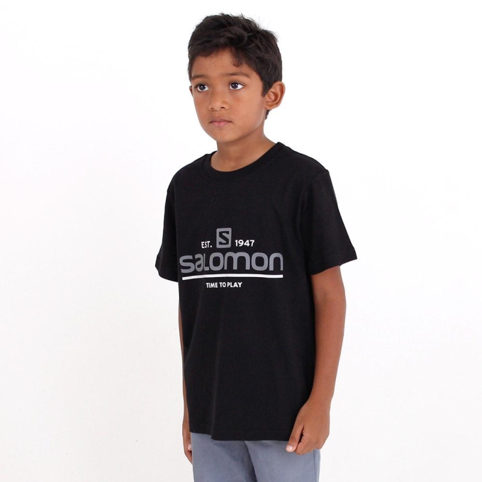 Black Salomon TIME TO PLAY SS B Kids' T Shirts | AE-895XYGS