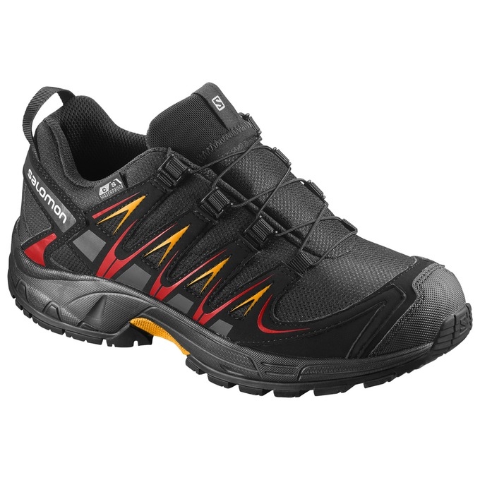 Black Salomon XA PRO 3D CSWP J Kids\' Trail Running Shoes | AE-965WZDV