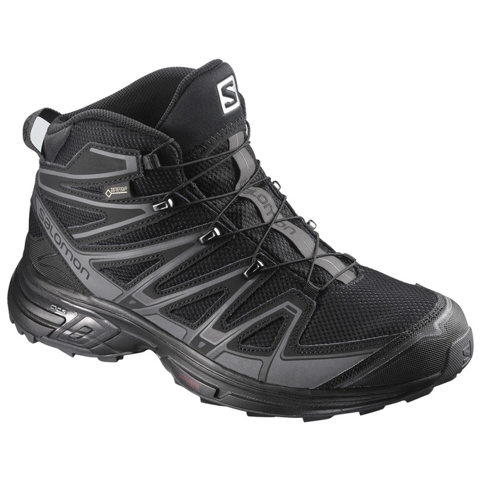 Black Salomon X-CHASE MID GTX Men\'s Hiking Shoes | AE-724ANJW