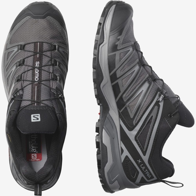 Black Salomon X ULTRA 3 GORE-TEX Men's Hiking Shoes | AE-167BULF