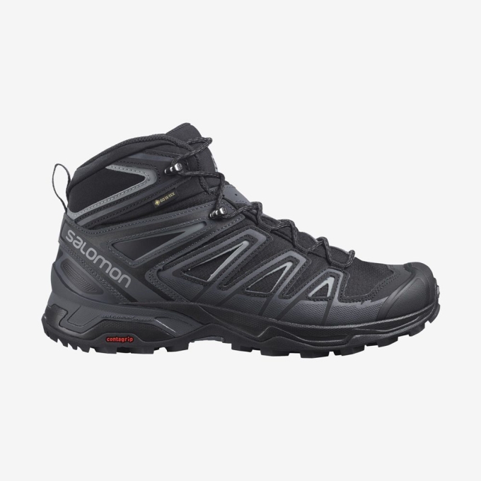 Black Salomon X ULTRA 3 MID GORE-TEX Men\'s Hiking Boots | AE-362ONXS