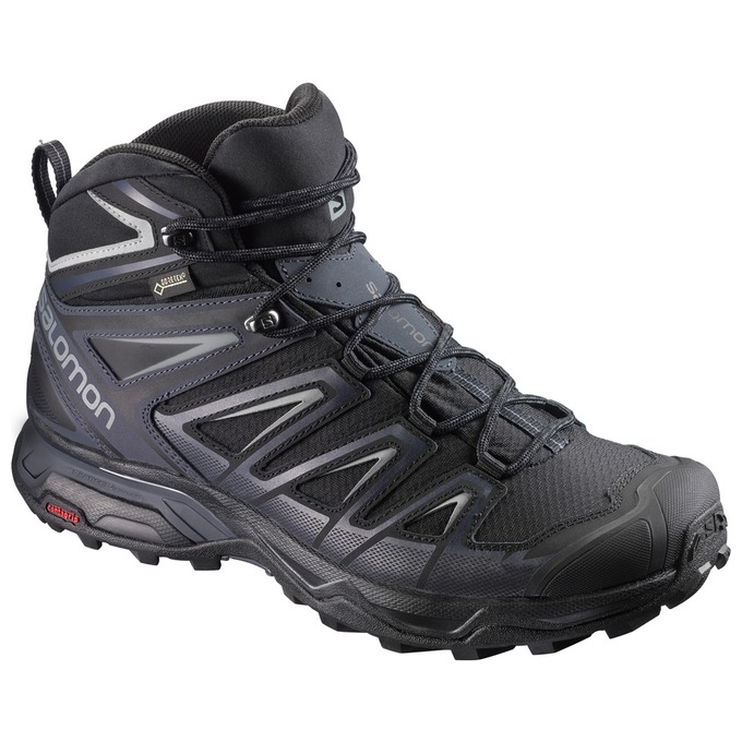 Black Salomon X ULTRA 3 MID GTX Men\'s Hiking Shoes | AE-801PTAQ