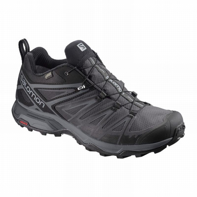 Black Salomon X ULTRA 3 WIDE GORE-TEX Men\'s Hiking Shoes | AE-842JOKW