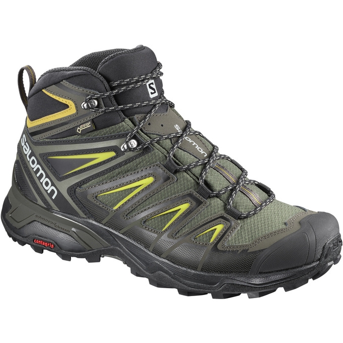 Black Salomon X ULTRA 3 WIDE MID GTX Men\'s Hiking Shoes | AE-531HEFP