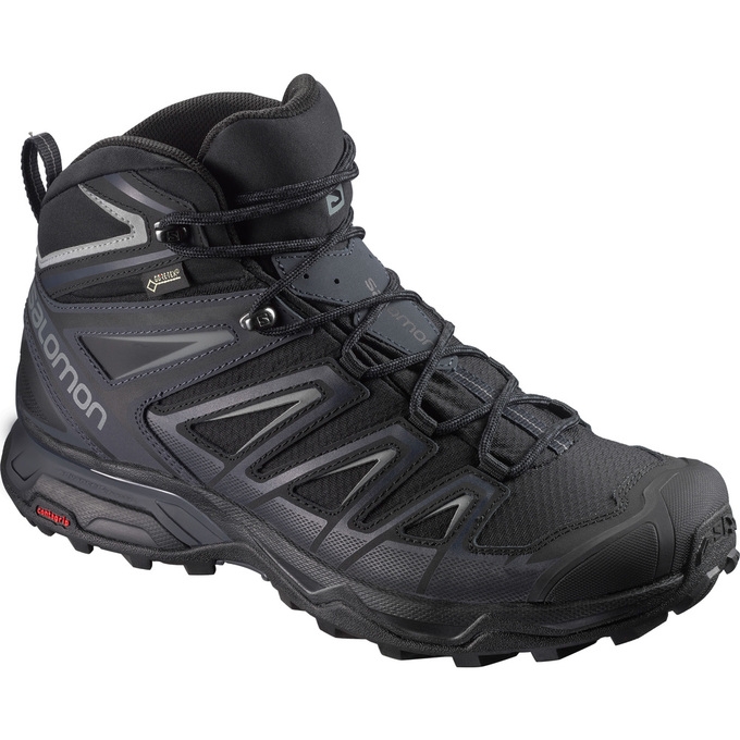 Black Salomon X ULTRA 3 WIDE MID GTX Men\'s Hiking Shoes | AE-693CGPE