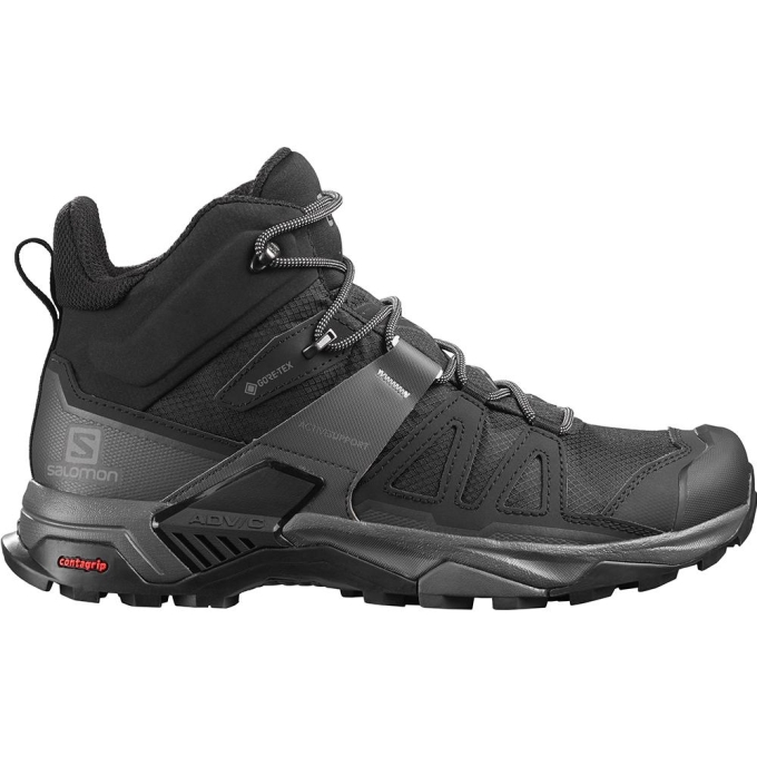 Black Salomon X ULTRA 4 MID GORE-TEX Men's Running Shoes | AE-829UODV