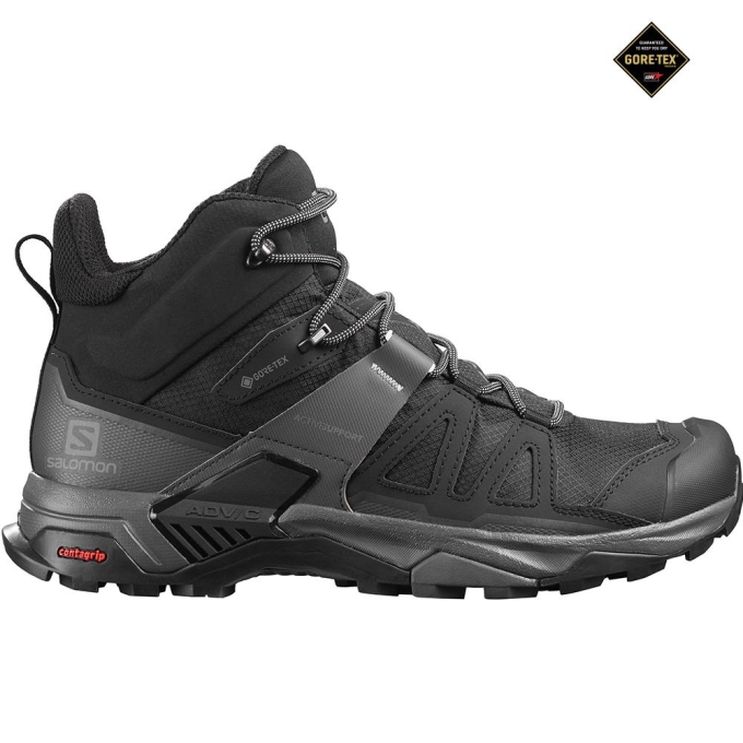 Black Salomon X ULTRA 4 MID GORE-TEX Men\'s Running Shoes | AE-829UODV