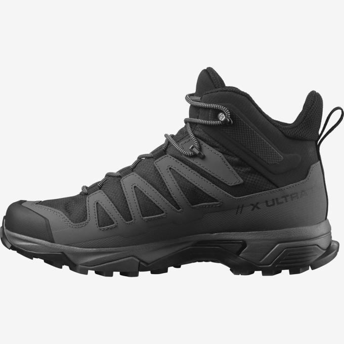 Black Salomon X ULTRA 4 MID WIDE GORE-TEX Men's Hiking Boots | AE-481ENAU