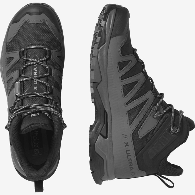 Black Salomon X ULTRA 4 MID WIDE GORE-TEX Men's Hiking Boots | AE-481ENAU