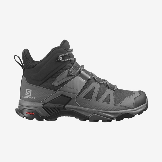 Black Salomon X ULTRA 4 MID WIDE GORE-TEX Men\'s Hiking Boots | AE-481ENAU