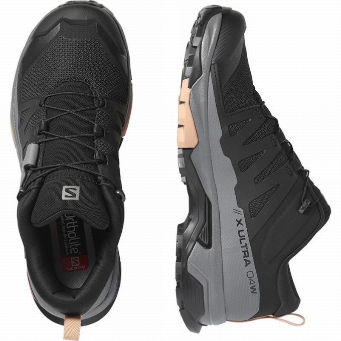 Black Salomon X ULTRA 4 Women's Hiking Shoes | AE-976AKVR