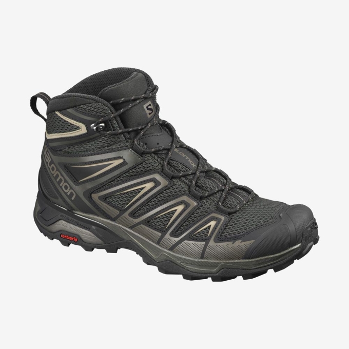 Black Salomon X ULTRA MID 3 AERO Men\'s Hiking Boots | AE-649VKOP