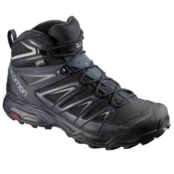 Black Salomon X ULTRA MID 3 GTX Men's Hiking Boots | AE-052UEVA