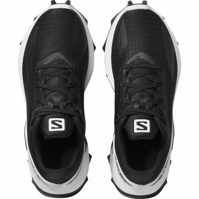 Black / White Salomon ALPHACROSS BLAST Kids' Trail Running Shoes | AE-237FHZC