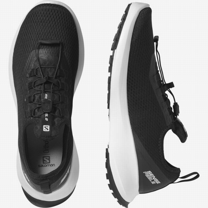 Black / White Salomon SENSE FEEL 2 Men's Trail Running Shoes | AE-016QZTC