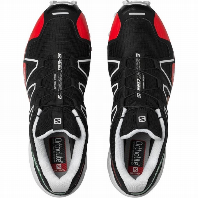 Black / White Salomon SPEEDCROSS 3 Men's Trail Running Shoes | AE-695DWJA