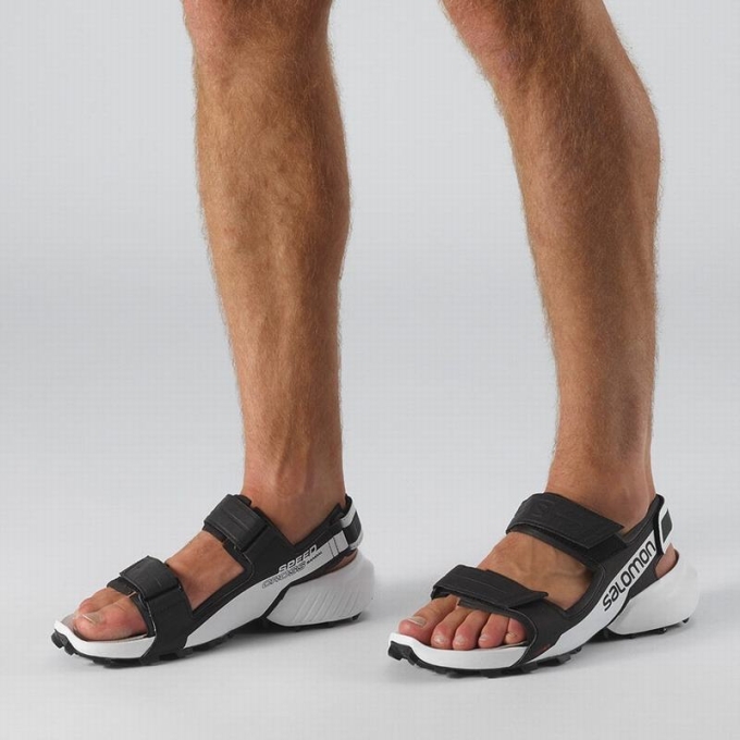 Black / White Salomon SPEEDCROSS Men's Sandals | AE-072WSGI